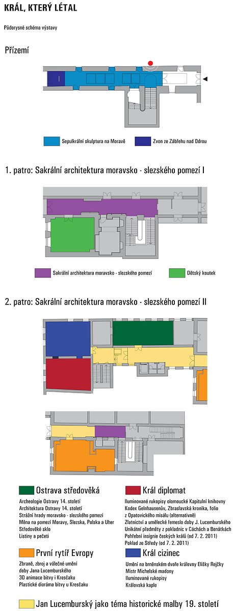 Půdorysné schéma výstavy Král, který létal
